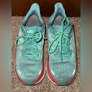 Hoka One One Clifton 8 Women's Running Shoes Aquarelle Eggshell Blue Sz 7.5 B